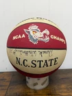 1983 NCAA Champs NC State NCSU Wolfpack Team Signed Basketball Lowe Whit Bailey
