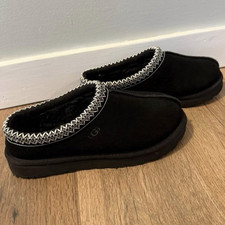 UGG Tasman 5955 Black Suede Sheepskin Lined Slip-On Slippers Women  s 7