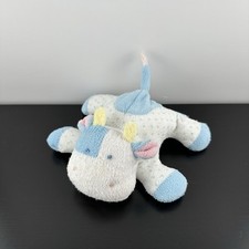 Vintage Eden Toys Blue White Polka Dot Cow Terry Cloth Plush Rattle Baby 6