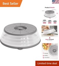 Compact Microwave Splatter Cover with Hook Hole - 10.5" Grey & Functional Design