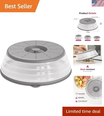 Compact Microwave Splatter Cover with Hook Hole - 10.5'' Grey & Functional Design