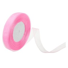 0.6 Inch x 50 Yard Organza Ribbon, Gift Wrapping Ribbon for Bouquet, Pink