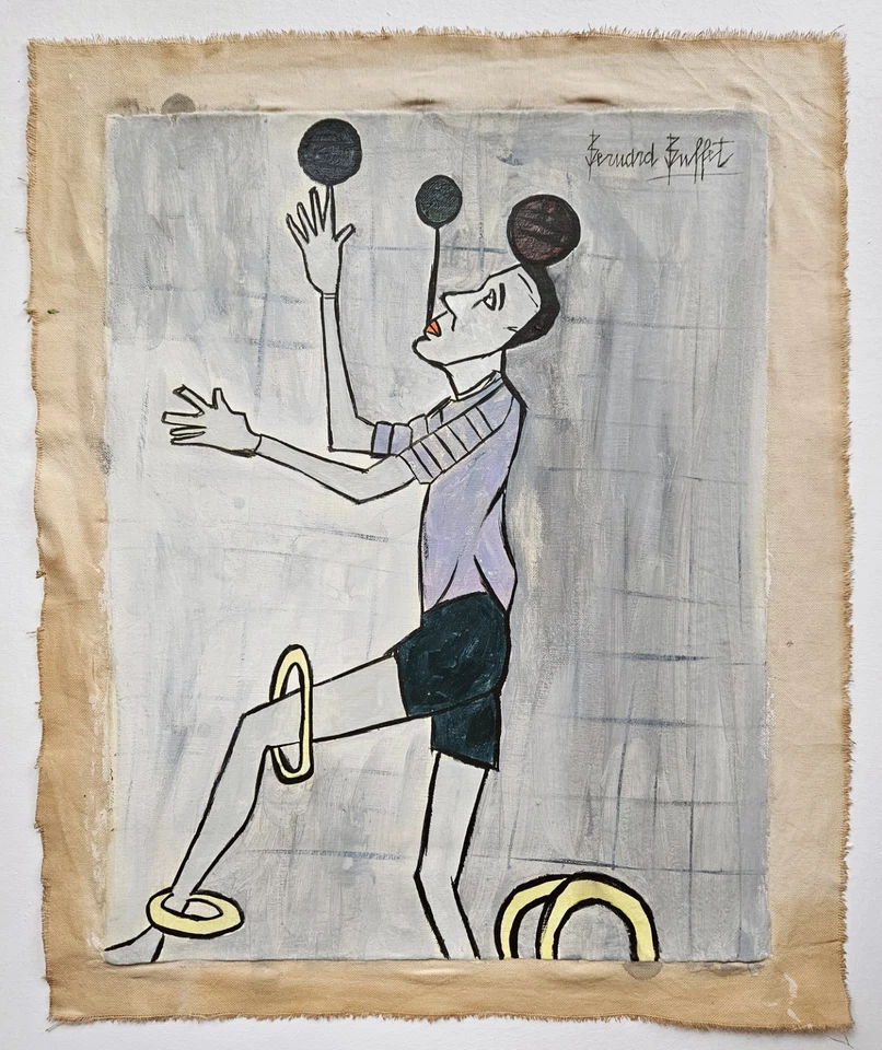 Pintura al óleo expresionista firmada por Bernard Buffet sobre lienzo - Arte moderno francés Foto 2 de 4