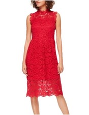 Kate Spade Red Lace High Neck Midi Dress Sz 6 Timeless Classic