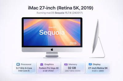 Macデスクトップ iMacRetina5K 27inch Randeon pro vega 48 Apple 5K iMac 27in —Radeon Pro Vega 48 8GB — 3.7 GHz 6-Core Intel