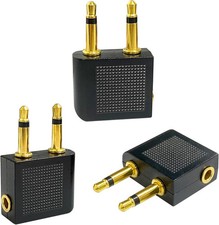 3 PCS Airplane Flight Headphone Adapter, Dual 3.5Mm Male to 3.5Mm Female Airplan