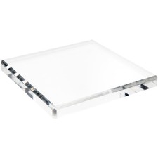 Plymor Clear Polished Acrylic Square Beveled Display Base, 10" W x 10" D x 1" H