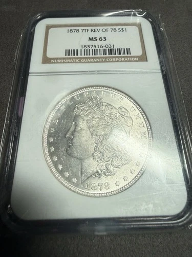 1878-P 7TF Rev 78 Morgan Silver Dollar NGC MS63 Nice Luster Nice Strike WHITE