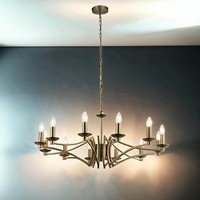 Kronleuchter Pendelleuchte E14 In Messing Antik 12-Flammig Metall Esstisch