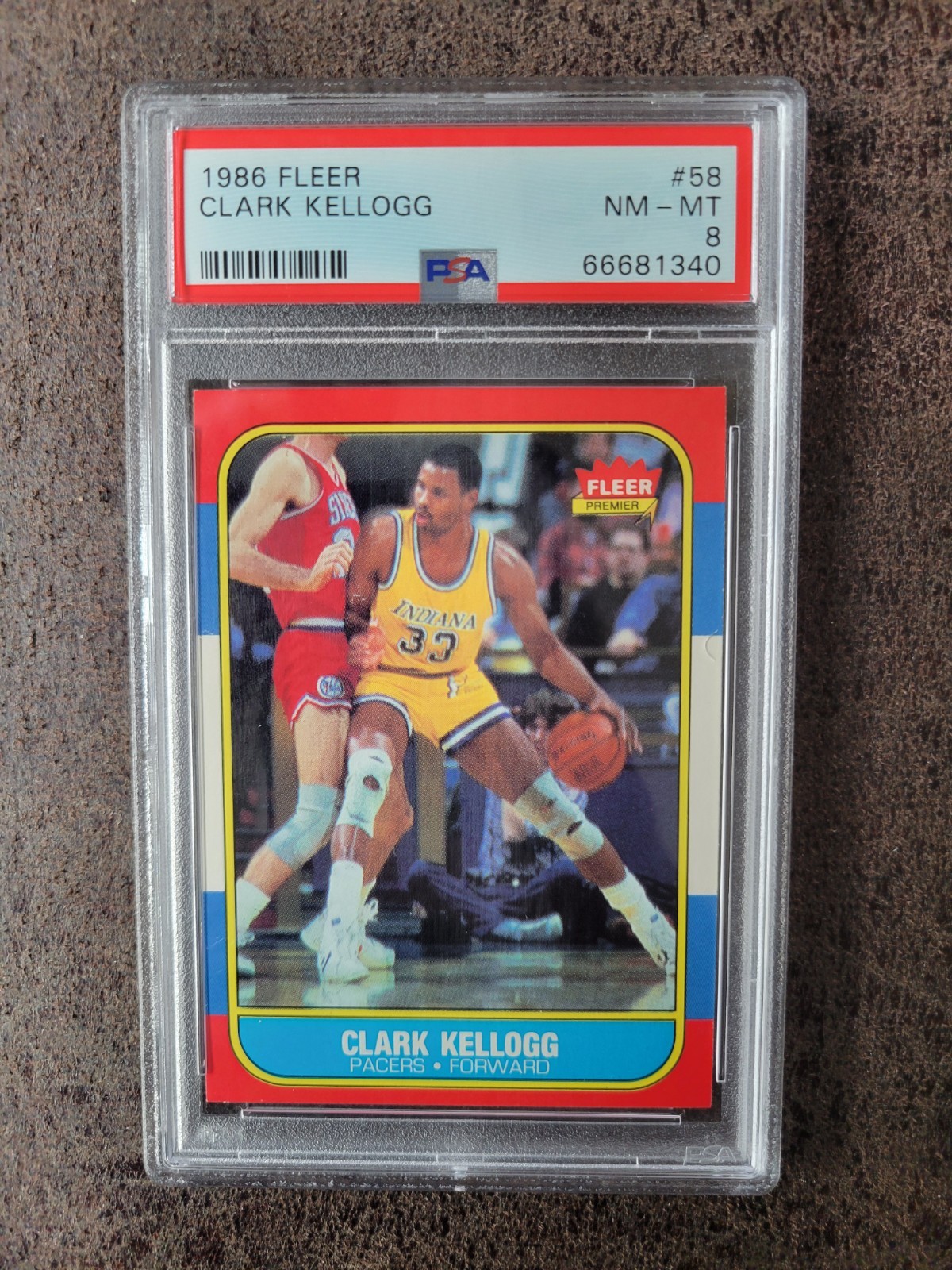 1986-87 Fleer Basketball Clark Kellogg #58 -  PSA 8 - Indiana Pacers
