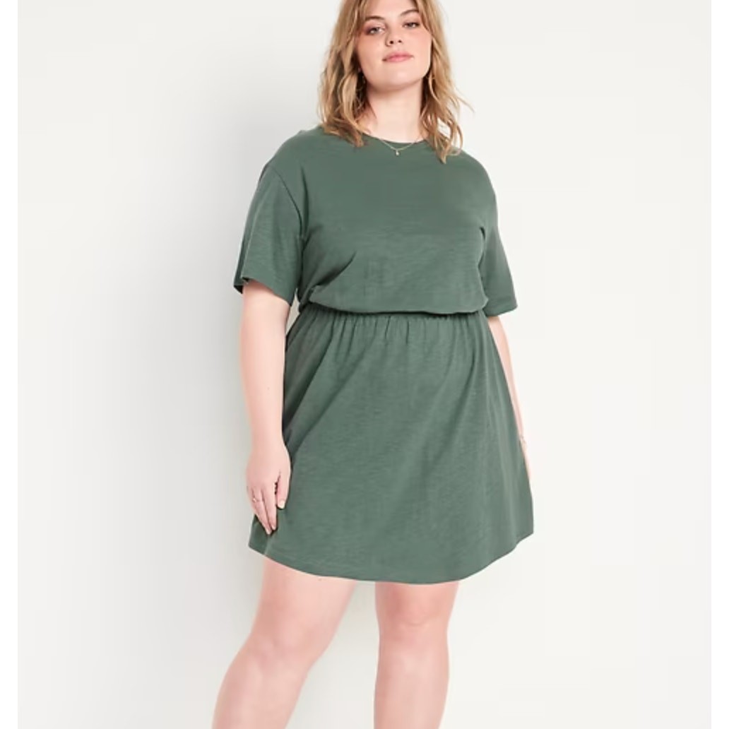 NWT OLD NAVY Waist-Defined Slub-Knit Mini Dress Sage Green Medium | eBay