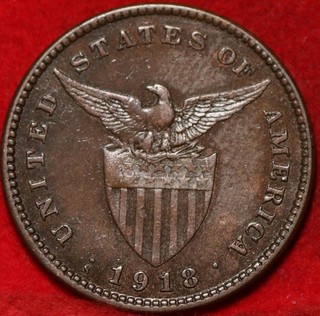 1918 S Philippines 1 Centavo Foreign Coin