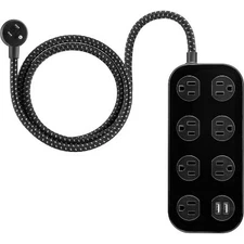 GE 7-Outlet Surge Protector with USB 1470J 2 USB-A (2.4A) 4' Braided