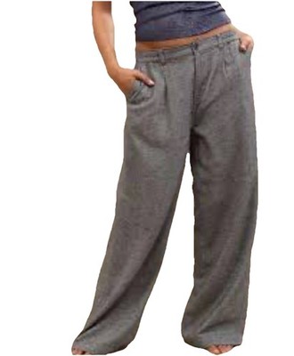 Aerie Anytime Cotton Gray High Waisted Trousers Pants size Large Wide Leg Baggy