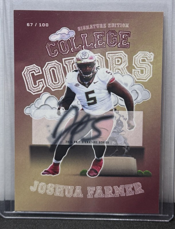 2024 Onit Athlete Florida State Seminoles College Colors Joshua Farmer Auto /100
