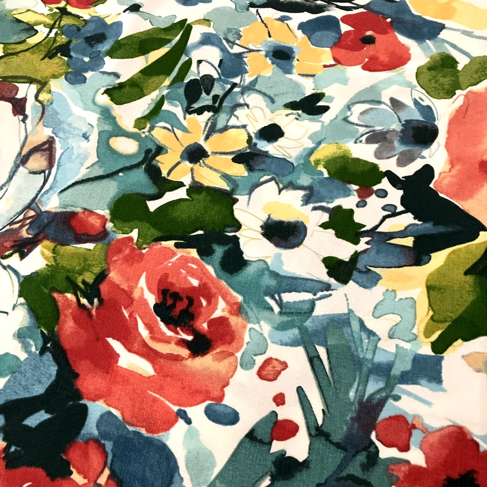 Swavelle Mill Creek Fabric Floral Watercolor Blue Greed Red Upholstery 3yds 54" - Image 2 of 4