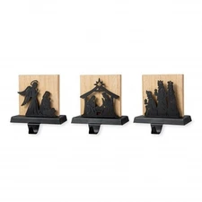 New Glitzhome Set of 3 Christmas Metal Nativity Scene Stocking Holders