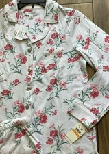 Carole Hochman Sleep Lounge SET 100% Soft Cotton Size Small White Coral Floral