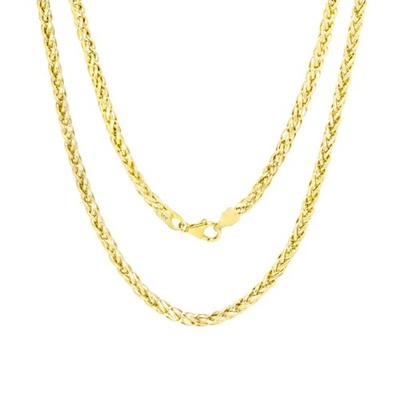 14K Gelbgold 3mm Palm Weizen Foxtail Franco Spiga Kette Herren Halskette 24''