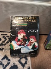 Vintage Graph N Latch Roly Poly Stocking Pair LATCH HOOK RUG Kit 7.75" x 11.5"