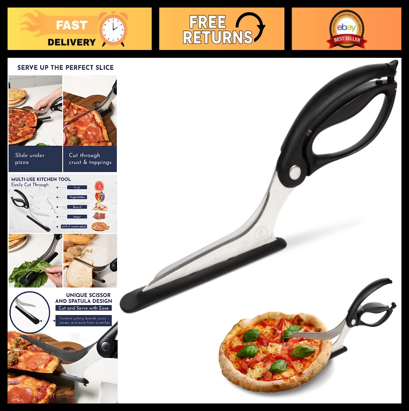 Non-Stick Pizza Scissors - Stainless Steel Cutter with Firm Grip - 5-in-1 Food S
Opens in a new wind