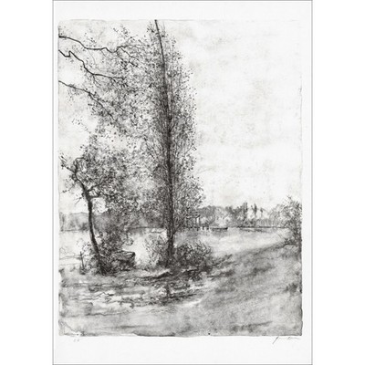 GANTNER Bernard - Original Lithographie über Japan ''Der Teich und die Boote'' ...
