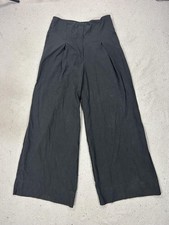 Worthington Pants Womens 12 Gray Wide Leg Linen Blend High Rise Dress Office