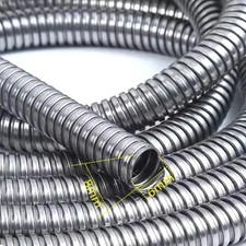1M Stainless Steel Corrugated Pipe Wire Cable Conduit Protective Threaded Hose