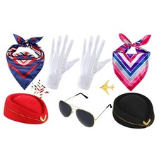 Stewardess Costume Set 5 Pieces Fun Attendant Photo Props Airline