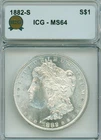 Flashy ICG MS64 near GEM 1882-S Morgan dollar - GREAT mint bloom - WHITE BEAUT!