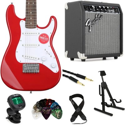 Squier Mini Strat Electric Guitar and Fender Amp Bundle - Dakota Red
