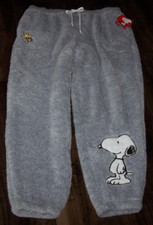 NWT Peanuts Gray Fluffy Cozy Fleece SNOOPY AND WOODSTOCK Pajama/Lounge Pants L