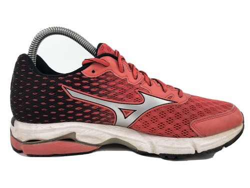 Mizuno Wave Rider 18 Sneakers Womens 8 Red Black Running Shoes Athletic Lace Up - Picture 4 of 10