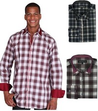 Men's fashion dress shirt 60 Cotton 40 Poly Check Design By George AH607