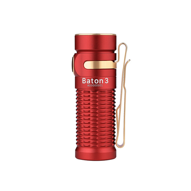 Olight Baton 3 Red 1200 Lum Rechargeable LED Flashlight
