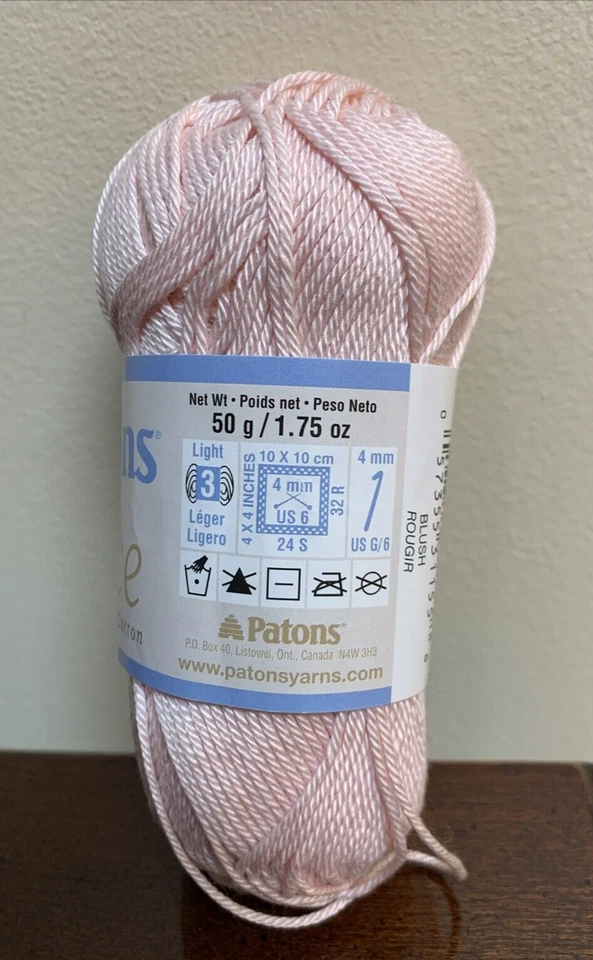 Nuevo hilo Patons Grace 100 % algodón mercerizado color rosa suave - rubor 62416 Foto 2 de 4
