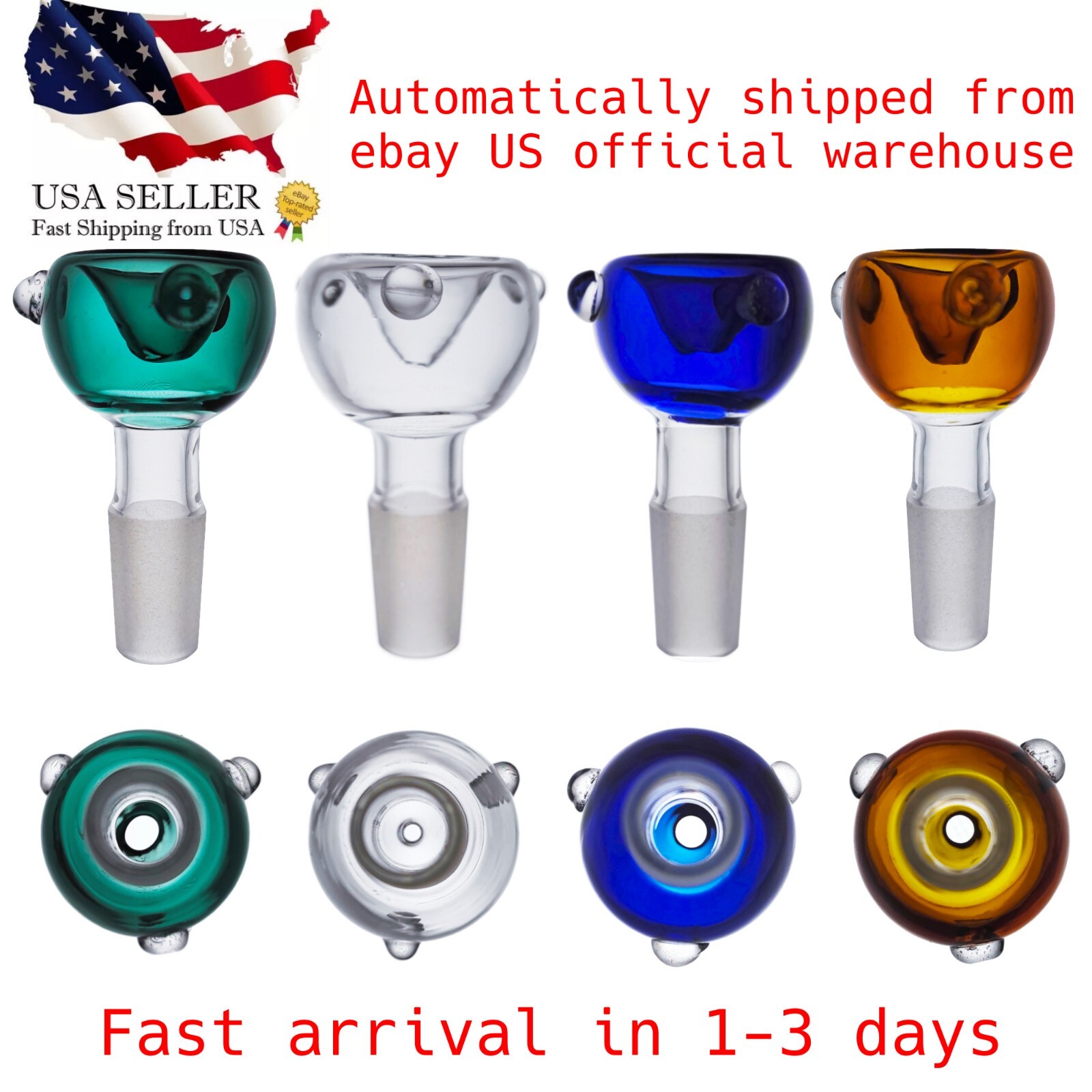 4PCS 14mm Male Bowl Thick Glass Bowl for Glass Bong Pipe Slide Replacement parts