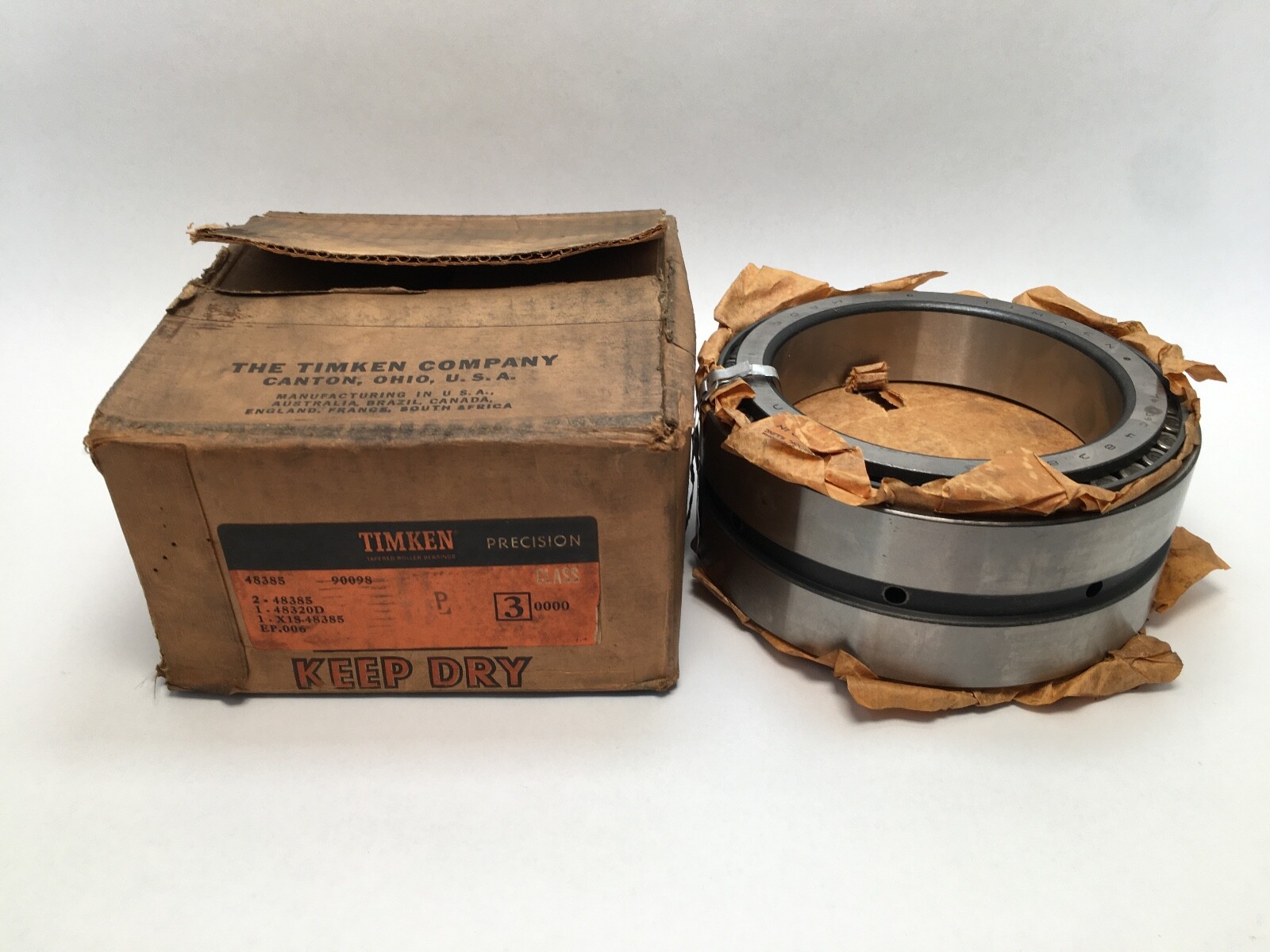 Timken 48385-90098 Double Taper Bearing Cone & Cup Set 5-1/2 ID 7-1/2 OD USA Made *3