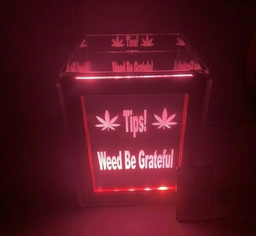 Personalized Tip Box With Your Custom Logo Fund Jar Engraved Light Changing LED - Picture 9 of 12