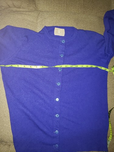 BULLOCKS WILSHIRE SCOTLAND blue MERINO WOOL CARDIGAN SWEATER SIZE S - Picture 9 of 11