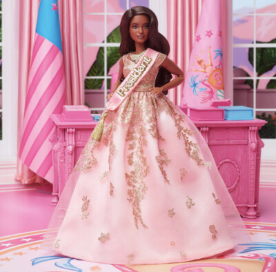 barbie pink and gold dress President Barbie in Pink and Gold Dress Barbie The Movie