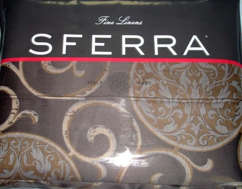 Capa de edredom Sferra Tarsia Queen ardósia algodão egípcio acetinado jacquard Itália nova - Imagem 3 de 4