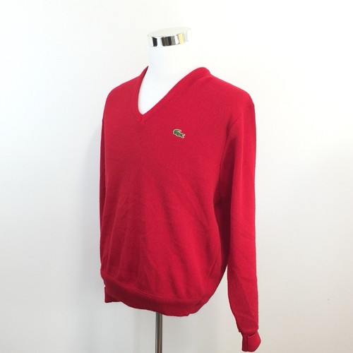 Suéter vintage IZOD Lacoste para hombre talla grande rojo cuello en V hecho en EE. UU. - Imagen 3 de 7