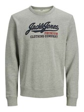 JACK  JONES LOGO SWEATSHIRT MENS SIZE M MEDIUM LIGHT GREY NEW