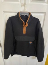 Mens Carhartt Relaxed Fit Fleece Sherpa Pullover Black Brown Size Medium