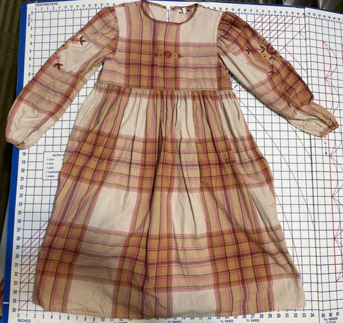 Bebe Organic Linda Apron Vintage Plaid Girls Dress BABY ELAINE with Sleeves 12y - Picture 3 of 5
