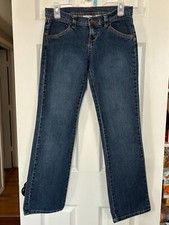 Womens Jordache Skinny Jeans Size 5/6 Gold Stitching Dark Wash 5 Pocket