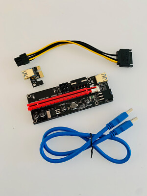 PCI-E Riser 009S 1X 16x Extender PCI E USB Riser 009S Dual 6Pin Adapter Karte