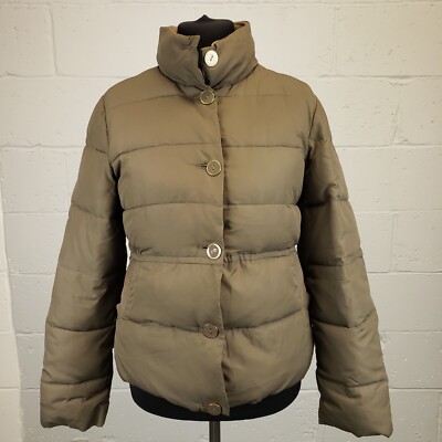 Joules gefütterte Jacke UK 14   LARGE Damen Knopfleiste schwer klobig makellos grün