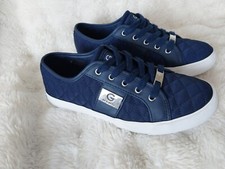 G by Guess Backer3 Leather Quilted Pattern Sneakers Shoes Blue Women Sz 7.5 M